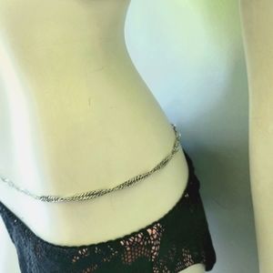 Twisted Silver Color Chain Necklace 30"